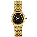 Seiko Women's Black Dial Yellow Goldtone Watch