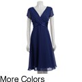 Connected Apparel Women's Short-sleeve Solid Chiffon Dress