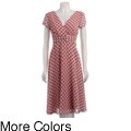 Connected Apparel Women's Short-sleeve Polka Dot Chiffon Dress