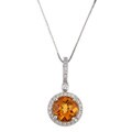 14k White Gold Citrine and 1/5ct TDW Diamond Necklace