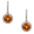 14k White Gold Citrine and 1/3ct TDW Diamond Earrings