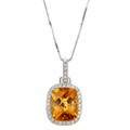14k White Gold Citrine and 1/6ct TDW Diamond Necklace