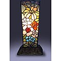 Tiffany-style Squared Pedestal Table Lamp