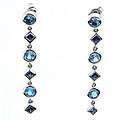 14k White Gold Blue Topaz and Blue Sapphire Earrings