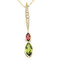 14k Gold Tourmaline, Peridot and 1/3ct TDW Diamond Necklace