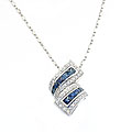 14k White Gold Blue Sapphire and 1/4ct TDW Diamond Necklace
