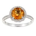 14k White Gold Citrine and 1/5ct TDW Diamond Ring