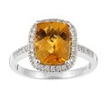 14k White Gold Citrine and 1/5ct TDW Diamond Ring