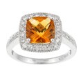14k White Gold Citrine and 2/5ct TDW Diamond Ring