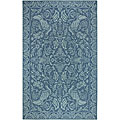 Hand-hooked Blue Wool Carnation Rug (5' x 8')