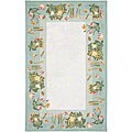 Hand-hooked Carnation Green Wool Rug (8' x 10')