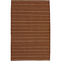 Hand-woven Brown Stripe Wool Rug (2'6 x 8')