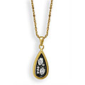 14k Gold Overlay Brass Cubic Zirconia Teardrop Mosaic Necklace