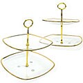 Two-tier Gold Trim Glass Servers (Set of 2)