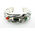 Meredith Leigh Sterling Silver Multi-gemstone Cuff Bracelet