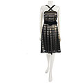 Cachet Women's Black/ Gold Foiled Belted Dress