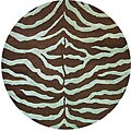 Hand-woven Brown Wool Zebra Rug (6' Round)