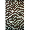 Hand-woven Brown Wool Zebra Rug (8'6 x 11'6)
