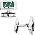 Colibri Diffusion Stainless Steel and Glass Men's Cuff Links