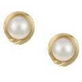 14k Yellow Gold Mabe Pearl Swirl Earrings (13 mm)