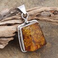 Sterling Silver Honey Amber Trapezoid Pendant (Poland)