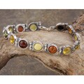 Sterling Silver Multi-colored Amber Pallete Bracelet (Poland)