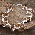 Sterling Silver Cognac and Honey Amber Bracelet (Poland)