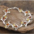 Sterling Silver Amber Geometric Bracelet (Poland)