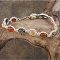 Sterling Silver Amber Vintage-style Link Bracelet (Poland)