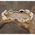 Sterling Silver Multi-colored Amber Raindrop Bracelet (Poland)