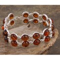 Sterling Silver Cognac Amber Double-row Bracelet (Poland)