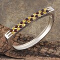 Sterling Silver Yellow and Cognac Amber Hinged Bangle (Poland)