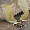 Sterling Silver Cognac Amber Ribbon Necklace (Poland)