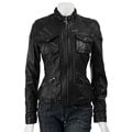 MICHAEL Michael Kors Women's Black Leather 4-pocket Motocross Jacket