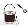 Sadek Brown Leather Ice Bucket and Bar Strainer