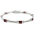 Sterling Silver Garnet and Diamond Accent Bracelet
