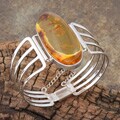 Sterling Silver Honey Amber Bangle Bracelet (Poland)