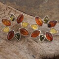 Sterling Silver Multi-colored Amber Open Flower Earrings (Poland)