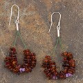 Sterling Silver Cognac Amber Dangle Earrings (Poland)