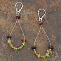 Sterling Silver Amber Bead Dangle Earrings (Poland)