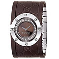 Gucci 112 Twirl Women's Brown GG Rubber Diamond Watch