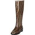 Fendi Women's Brown Zucca Rubber Rain Boots
