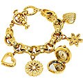 AK Anne Klein Women's Goldtone Charm Bracelet Watch