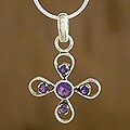 'Lilac Blossom' Amethyst Cross Necklace (India)