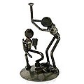 Recycled Metal 'Rustic Baseball Players' Iron Sculpture (Mexico)