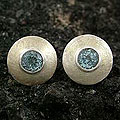 Blue Topaz 'Sky Shield' Button Earrings (India)