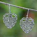'Filigree Leaf' Sterling Silver Dangle Earrings (Indonesia)
