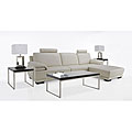 7 Piece Living Room Package: Leather Sectional Sofa, Coffee Table, 2 End Tables and 2 Lamps