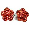 Sterling Silver Orange Crystal Flower Earrings