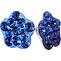 Sterling Silver Light Blue Crystal Flower Earrings